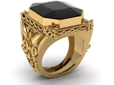 GENTS BLACK OXODISED ANTIQUE RING 3D PRINTABLE MODEL 3D print model