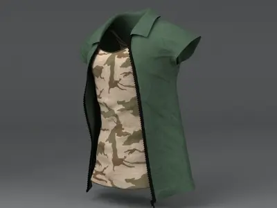 Clothing Set 4 camouflage dress on mannequin Low-poly 3D model