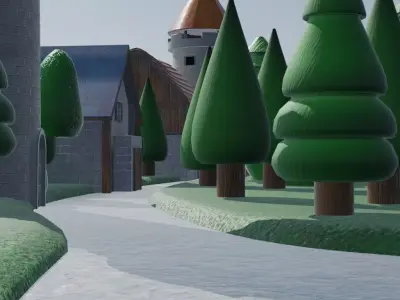 Medieval Village Landscape 3D model