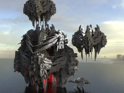 Sci-Fi Insectoid ship Towers Kit bash 2  3D model