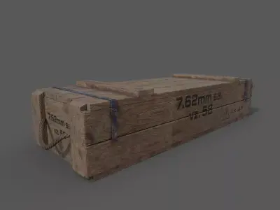 AK-47 wood box 3D model Low-poly 3D model