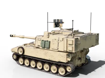 3 coatings of USA ARMY M109A6 Paladin 155mm SP Howitzer Low-poly 3D model