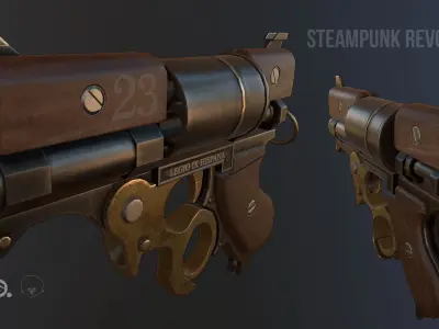 Steampunk gun ow-poly game ready  Low-poly 3D model