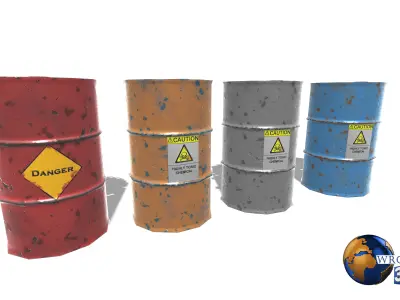 lowpoly metallic barrel 3d model Low-poly 3D model