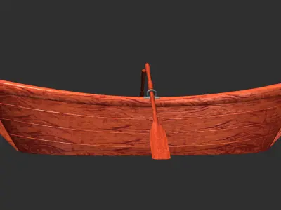 Wooden Boat Low-poly 3D model