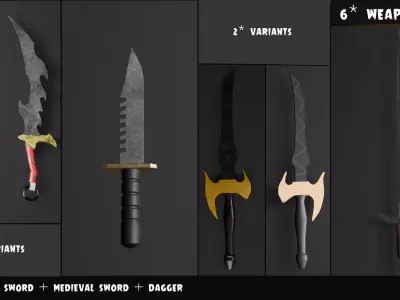 6 WEAPON PACK 3D model