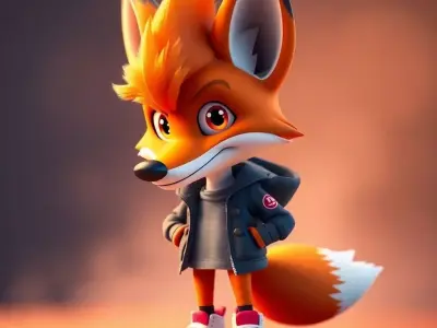 Stylized 3D Cartoon Fox Character  Game and  Animation Ready 3D model