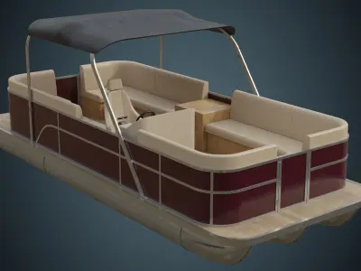 Pontoon Boat 1B Low-poly 3D model