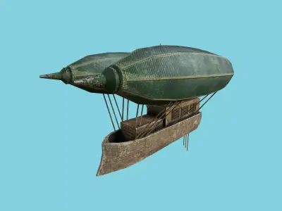 Steampunk Airship - Sci-Fi Aircraft 05 - Flying Ship Low-poly 3D model