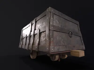 Old Mine Cart Low-poly 3D model