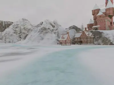 Snowy Mountain Village 3D model purchase
