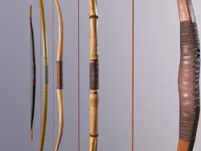 Arrows group of bows and Low-poly 3D model