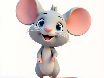 Cute Cartoon Mouse 3D Model Low-poly 3D model
