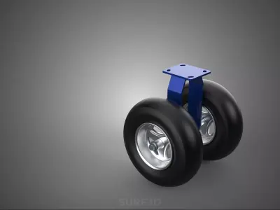 PAIR SET SLICK PLAIN DUAL 2 SWIVEL RIGID FIXED CASTER WHEEL TIRE 3D model
