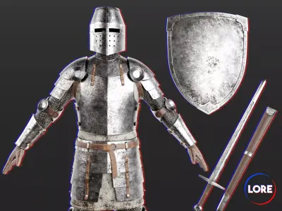 Medieval Collection Knightly Defender 3D Model Pack
