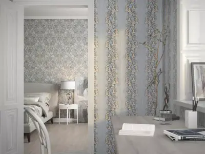 Powder Blue Baroque Stripe Wallpaper Texture