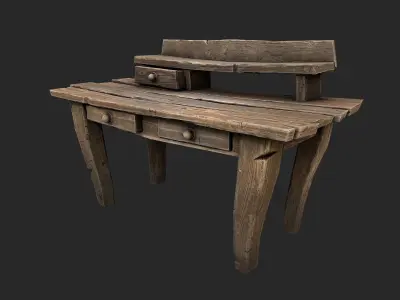 Medieval Lab table Low-poly 3D model