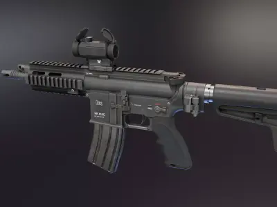 HK416 Compact Low-poly 3D model