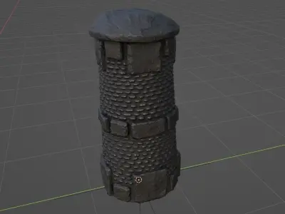 Medieval Stone Pillar - low-poly game-ready model asset Low-poly 3D model