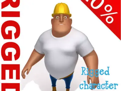 Worker Cartoon Rigged  3D model