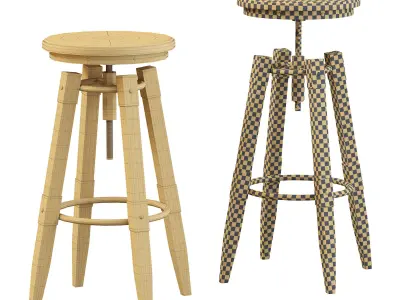 BY-lYJ Bar Stool Industrial Vintage Metal 3D model