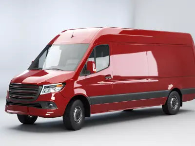 Generic Euro Long Panel Van Low-poly 3D model