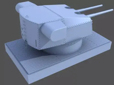 Bismarck 15cm turret 02 - Personal license - 1-72 scale 3D print model