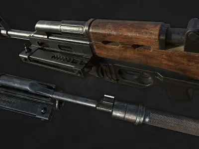 Ak47 gun Low-poly 3D model get