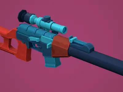 Stylized VSS Vintorez Low Poly  Low-poly 3D model