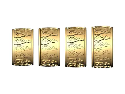 Floral scroll ornament 12mm wide band US sizes 8 9 10 3D print model