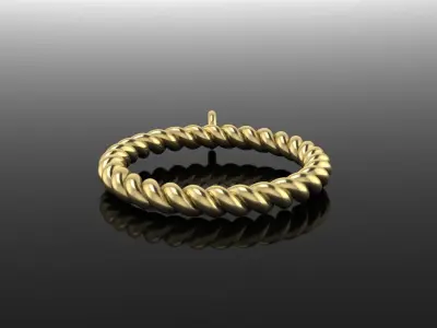 Thin Narrow Rope Twist Pendant Large Size 27mm Length 3D print model