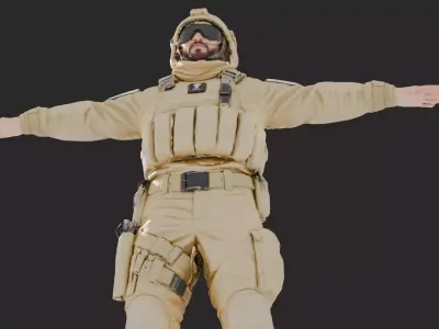 Desert Warfare Soldier Low-poly 3D model