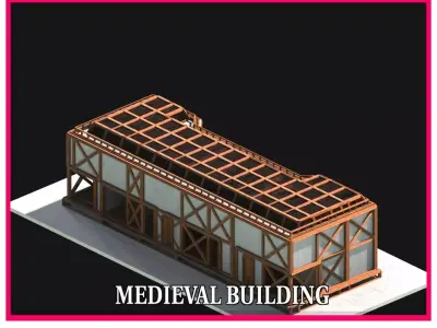 Medieval Low Poly Building Castle Wooden Village Stone House 29 Low-poly 3D model