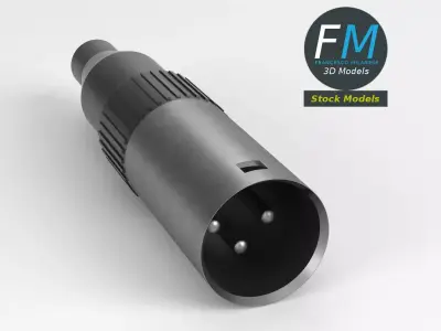 Male XLR audio connector 3D model