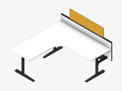 Desk - Single - Officetec - Modela - 90 Deg - Adjustable Height Low-poly 3D model