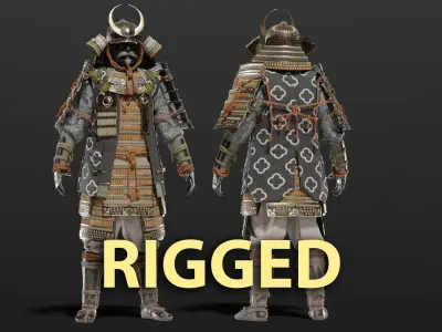 MEDIEVAL Japanese Samurai Rigged 3D model