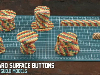 35 Sub-D Hard Surface Buttons 3D model