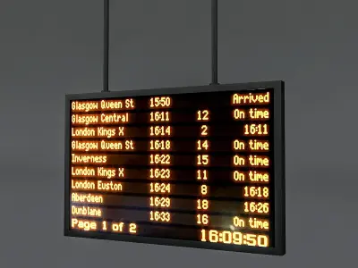 airport digital signage Low-poly 3D model