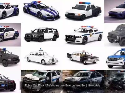 Police Car Pack 17 Vehicles Law Enforcement Set