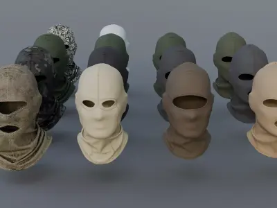 Balaclava Pack 4 Models Game Ready PBR Low-poly 3D model