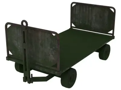 Baggage Cart 1 Moss Lowpoly Low-poly 3D model