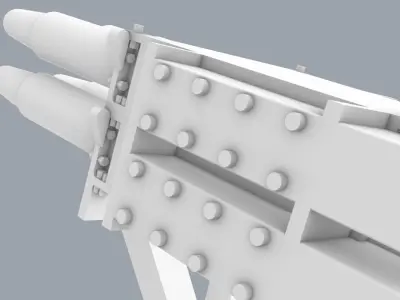 Naval Defense Systems Set - 4 Weapon Models Low-poly 3D model
