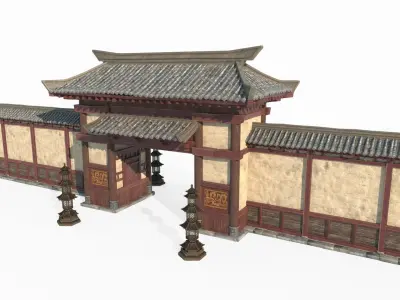 Luxury Gate of Asian Ancient Architecture 3D model