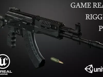 AK-15 Assault rifle Low-poly 3D model