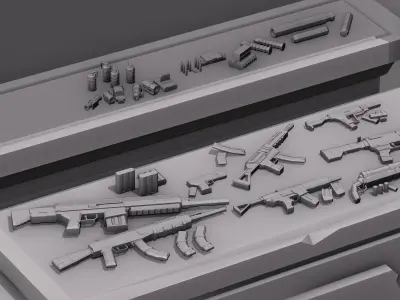Low Poly Si-fi Guns Low-poly 3D model