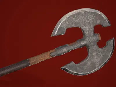 Two-handed axe Low-poly 3D model