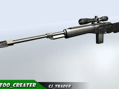 low poly sniper riffle 3d model Low-poly 3D model