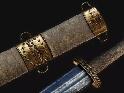 Viking Sword with sheats Low-poly 3D model