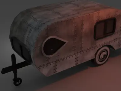caravan low poly camper trailer Low-poly 3D model