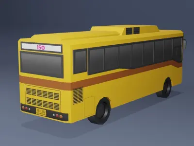 Yellow Thai bus Low poly v02 Low-poly 3D model